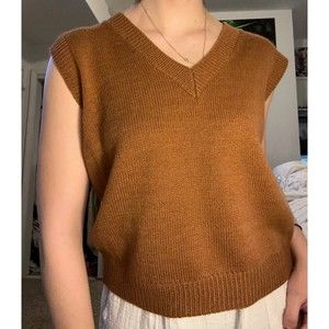 Trendy Dark Orange Sweater Vest, Perfect over Long Sleeve or by itself